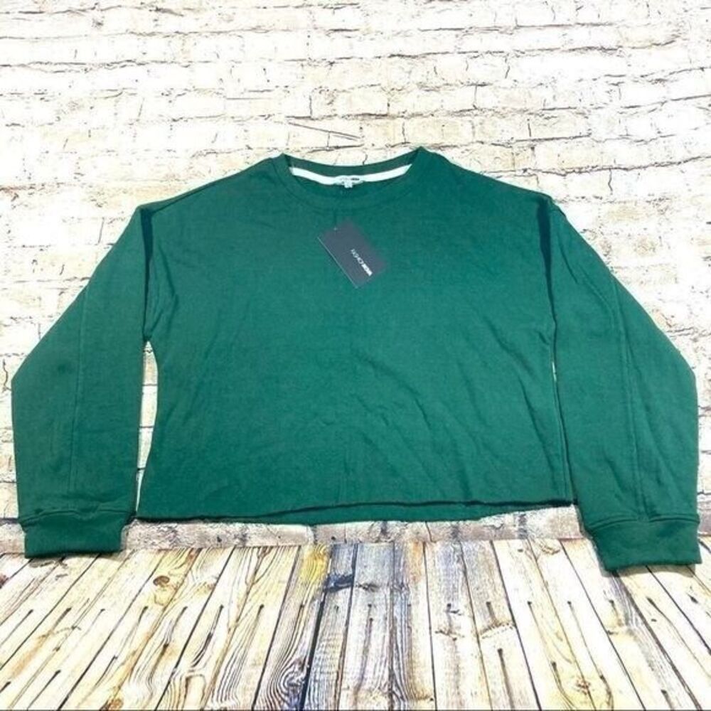 Fashion Nova‎ Sweatshirt Womens Large Green Jasmine Raw Hem Cropped NWT